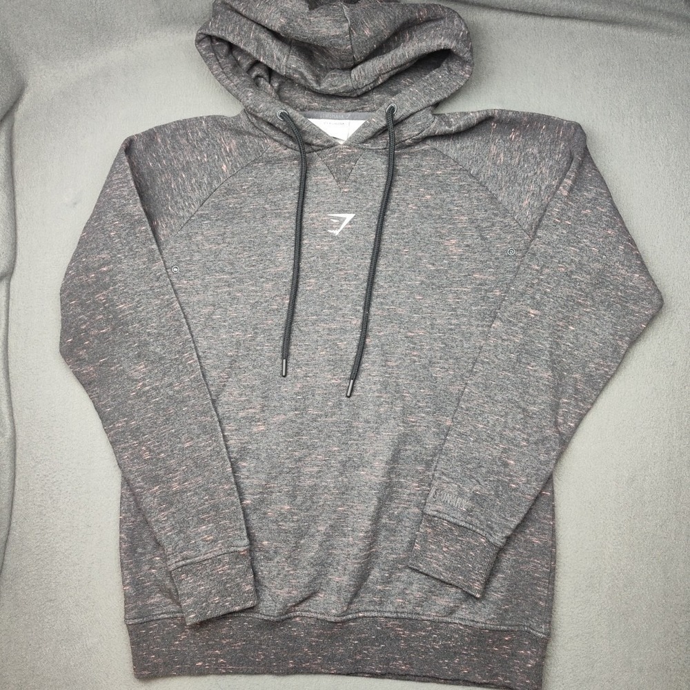 Gymshark Hoodie Womens Small Black Speckled Fleece Pullover Space Dye Oversize